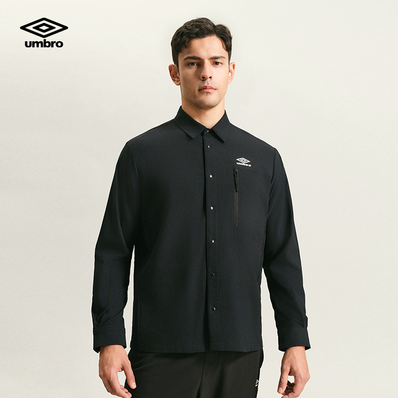 Umbro/茵宝春季男士运动透气舒适商务长袖T恤外套U2125231204