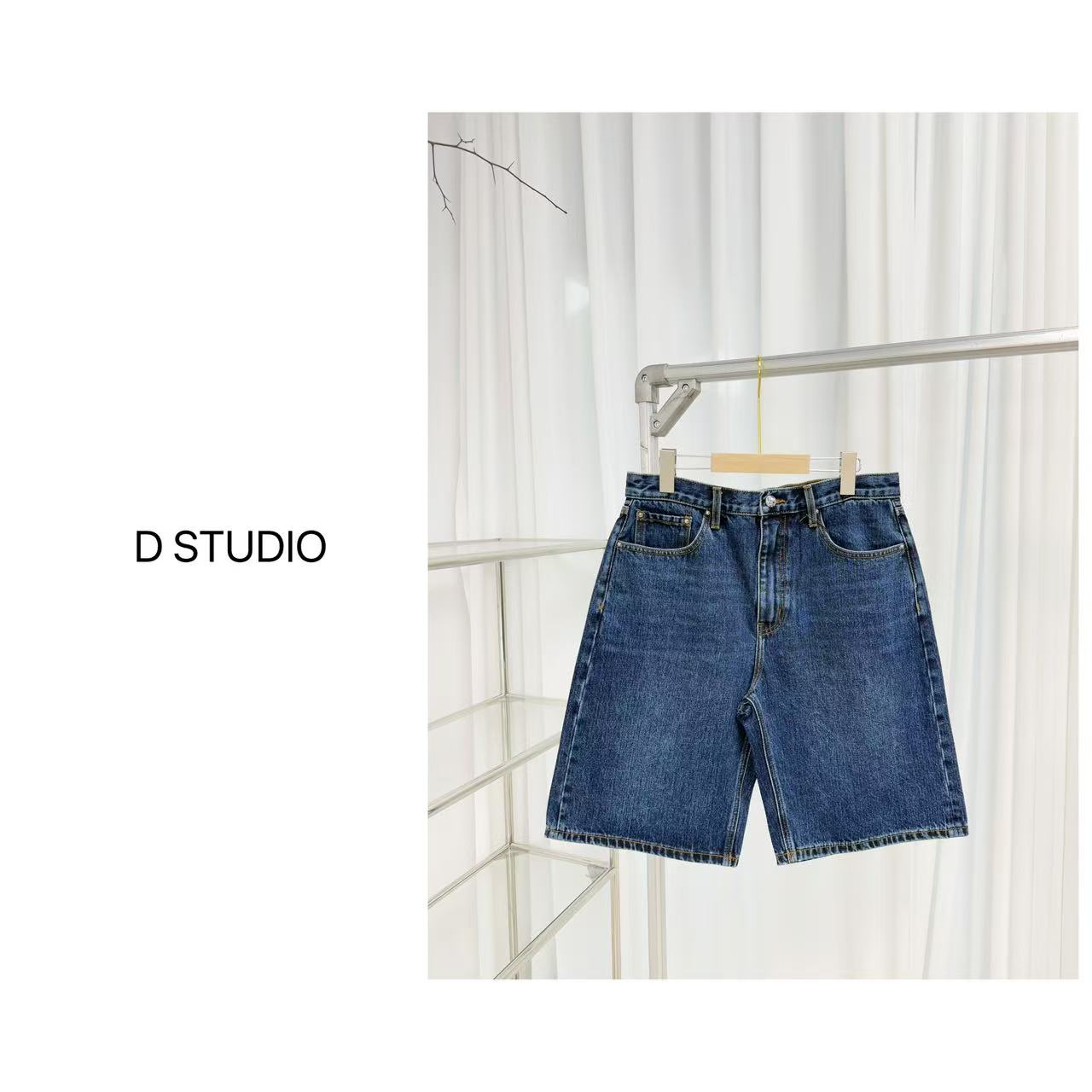 D STUDIO 复古水洗牛仔中裤 D2539