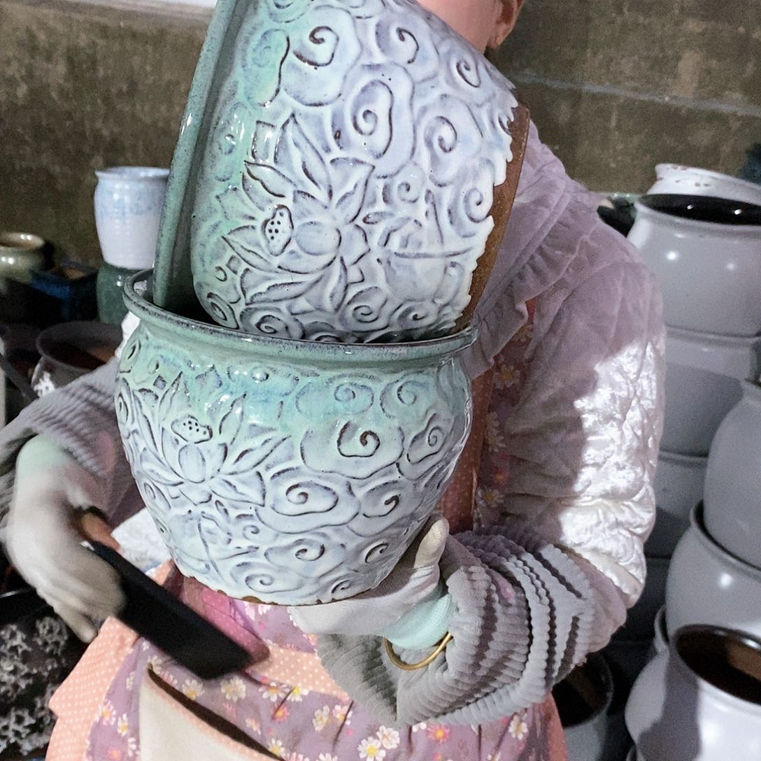 紫砂花盆瑕疵口20高16瑕疵