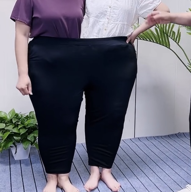 加大码夏季新款休闲裤胖妈妈宽松显瘦哈伦裤速干透气冰丝裤