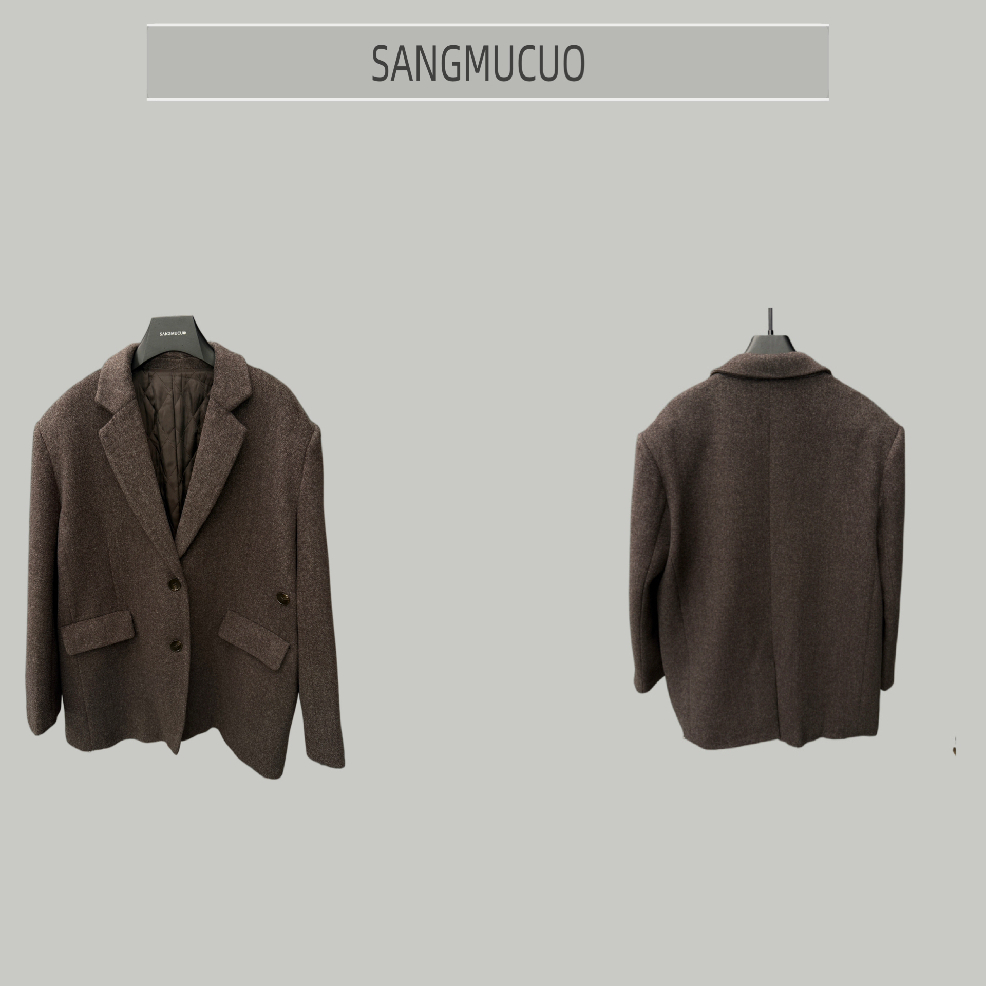 冬季－SMC新款韩版人字纹羊毛西装外套