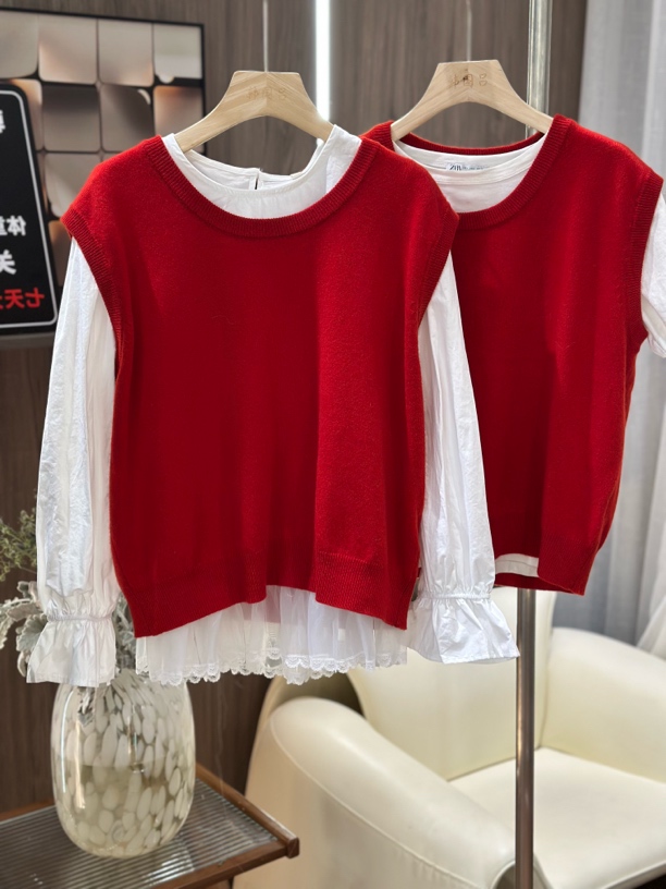 薄款四季通用百搭马夹秋季拼色女装时尚拼接套头洋气圆领韩版