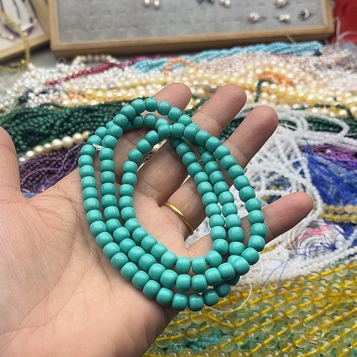 玛瑙/玉髓珠宝半成品未镶嵌一条7mm绿松108颗