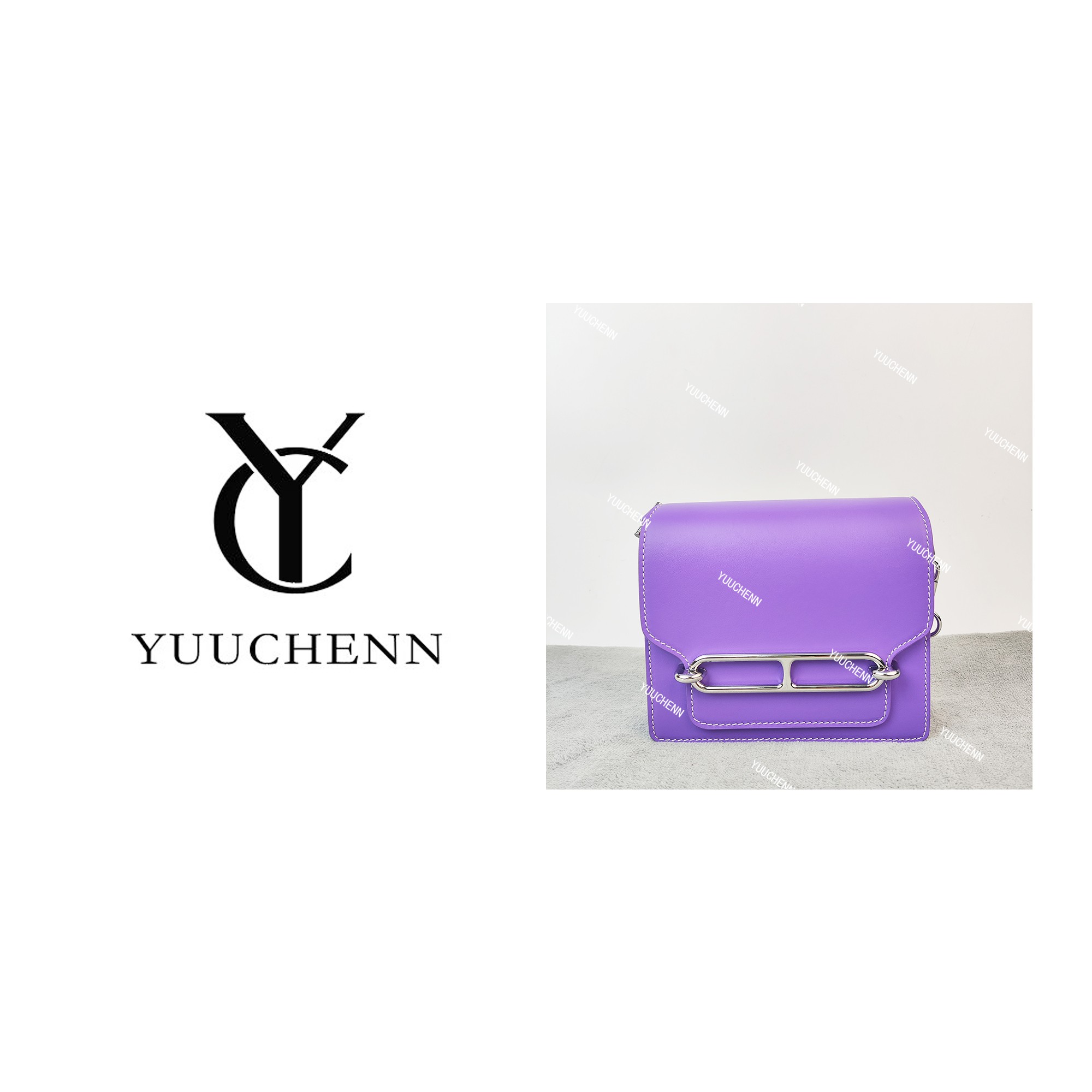 YUUCHENN/【猪鼻子】进口swift皮18cm紫色拼爱玛橙 HH6022