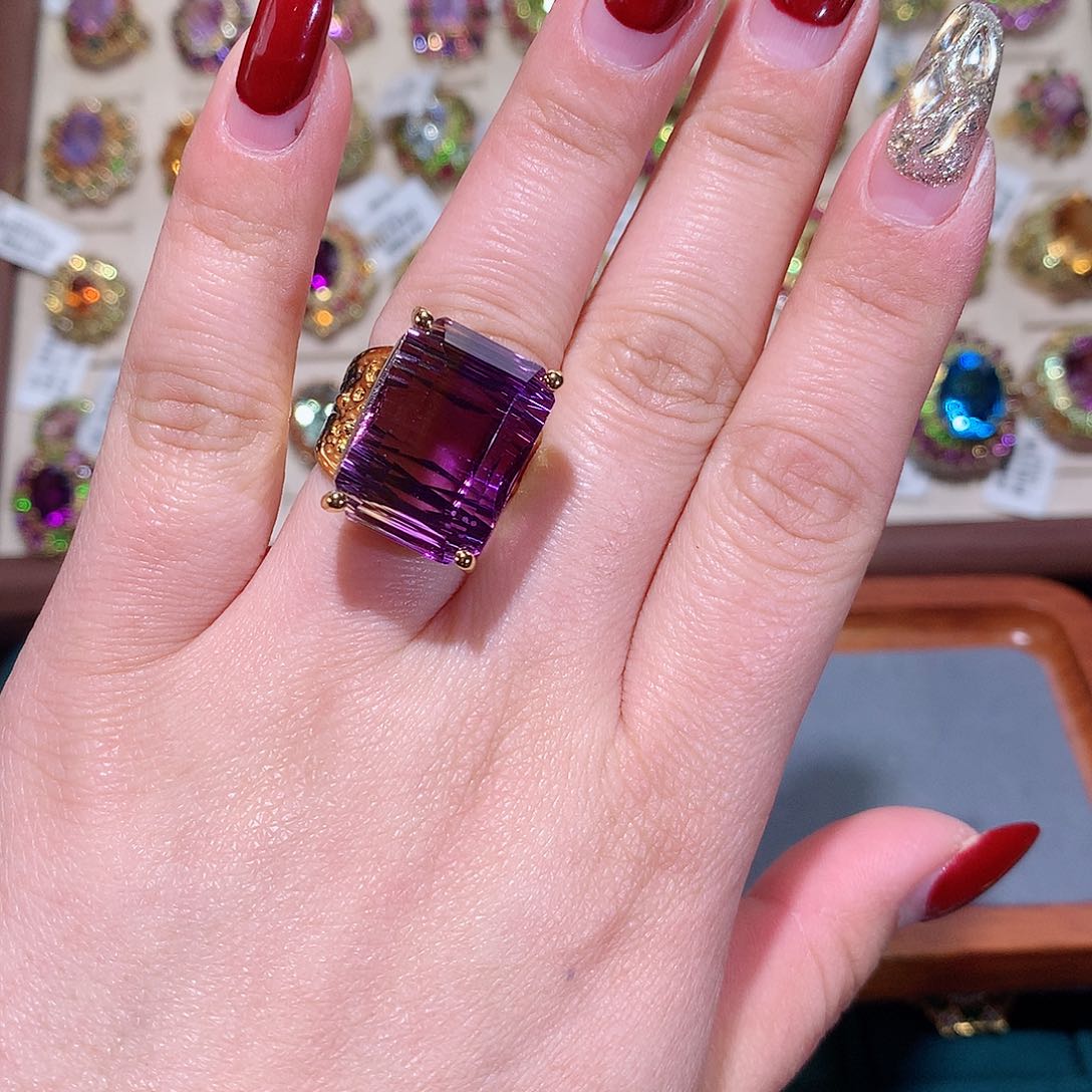 水晶戒指银S925镶嵌戒指