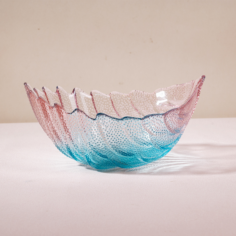 L923现代化时尚质感家居装饰羽毛碗小号粉蓝渐变碗网红