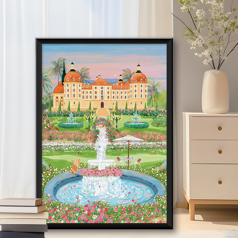 PJLT玫瑰庄园1000片闪粉工艺进口蓝卡材质带背面分区提示风景拼图