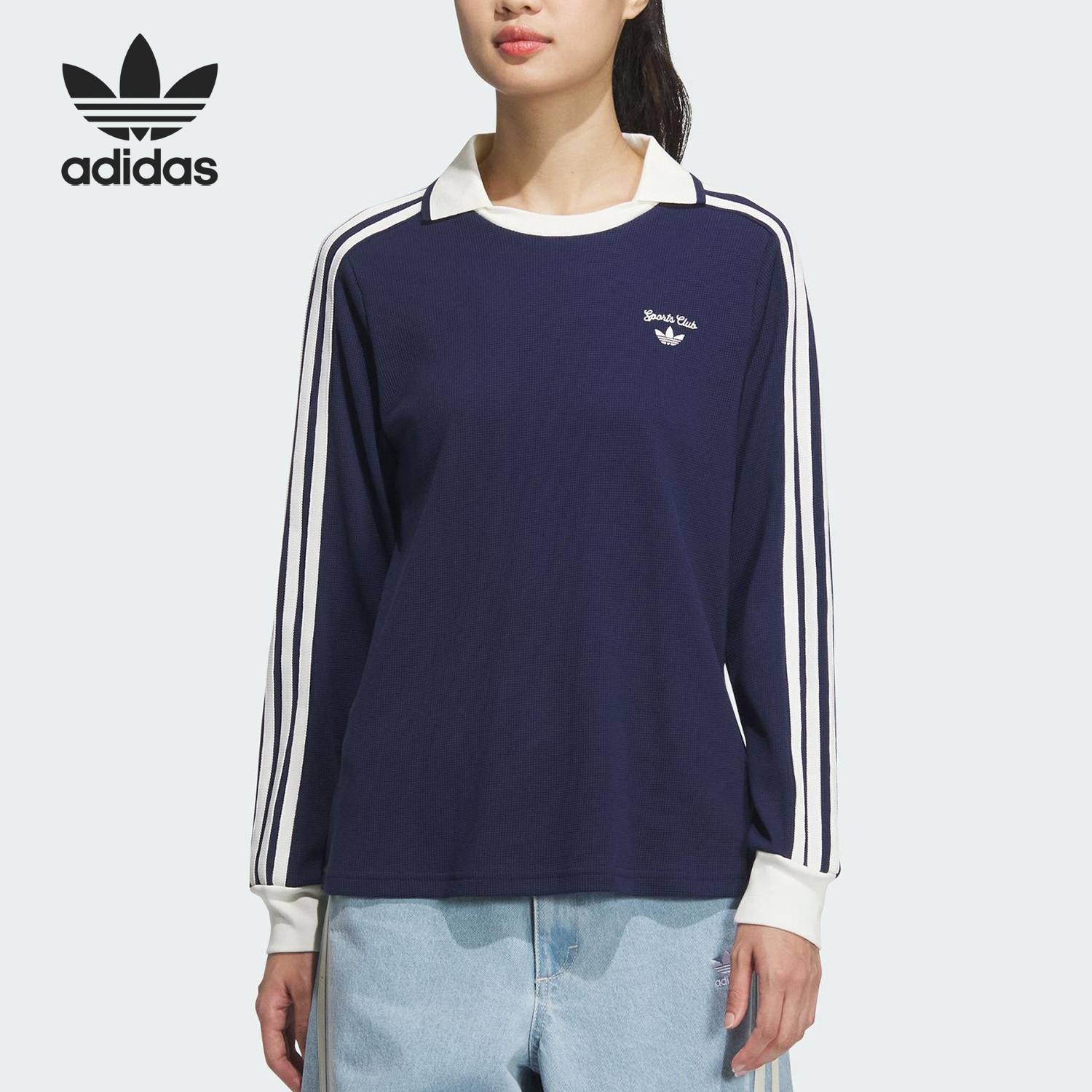 adidas/阿迪达斯三叶女士套头运动休闲POLO衫JM8012