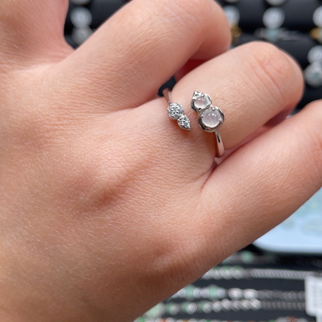 翡翠戒指银S925镶嵌戒指