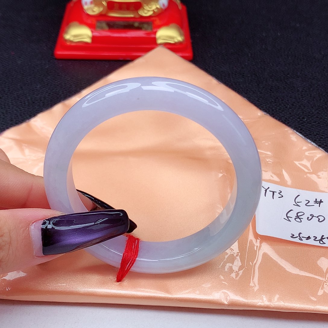 未镶嵌手镯翡翠翡翠52.7粉紫春彩正圈