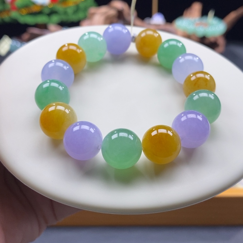 【闪购商品】翡翠手串未镶嵌浓色多宝手串卡13