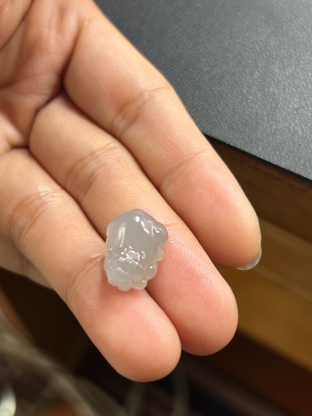 天然和田玉高冰烟紫貔貅，所见即所得，包打孔，