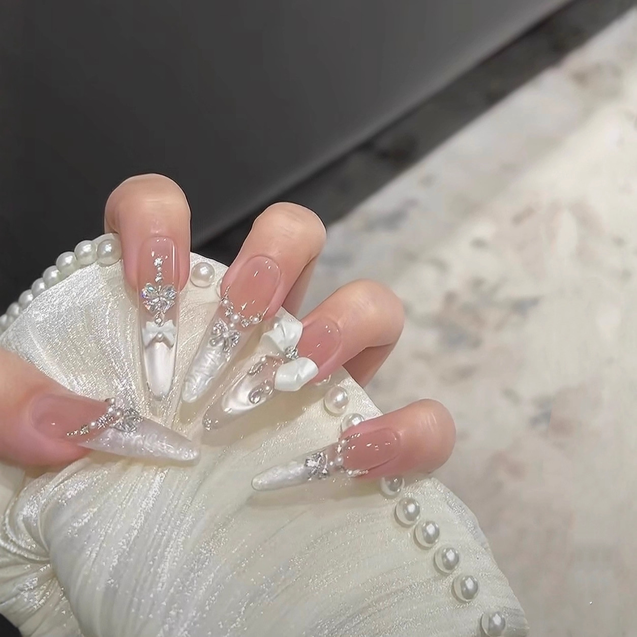 【鎏光星结】高级手工原创设计水波法式精致显白穿戴甲美甲