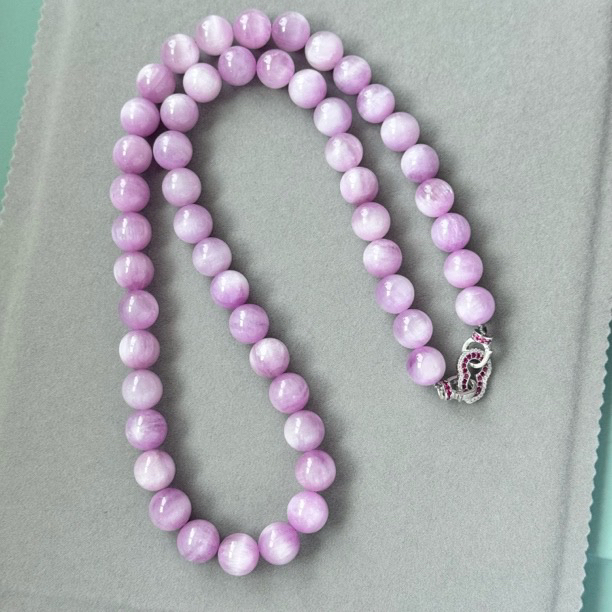 【钰玲珠宝】天然猫眼紫锂辉11mS925银扣妈妈链