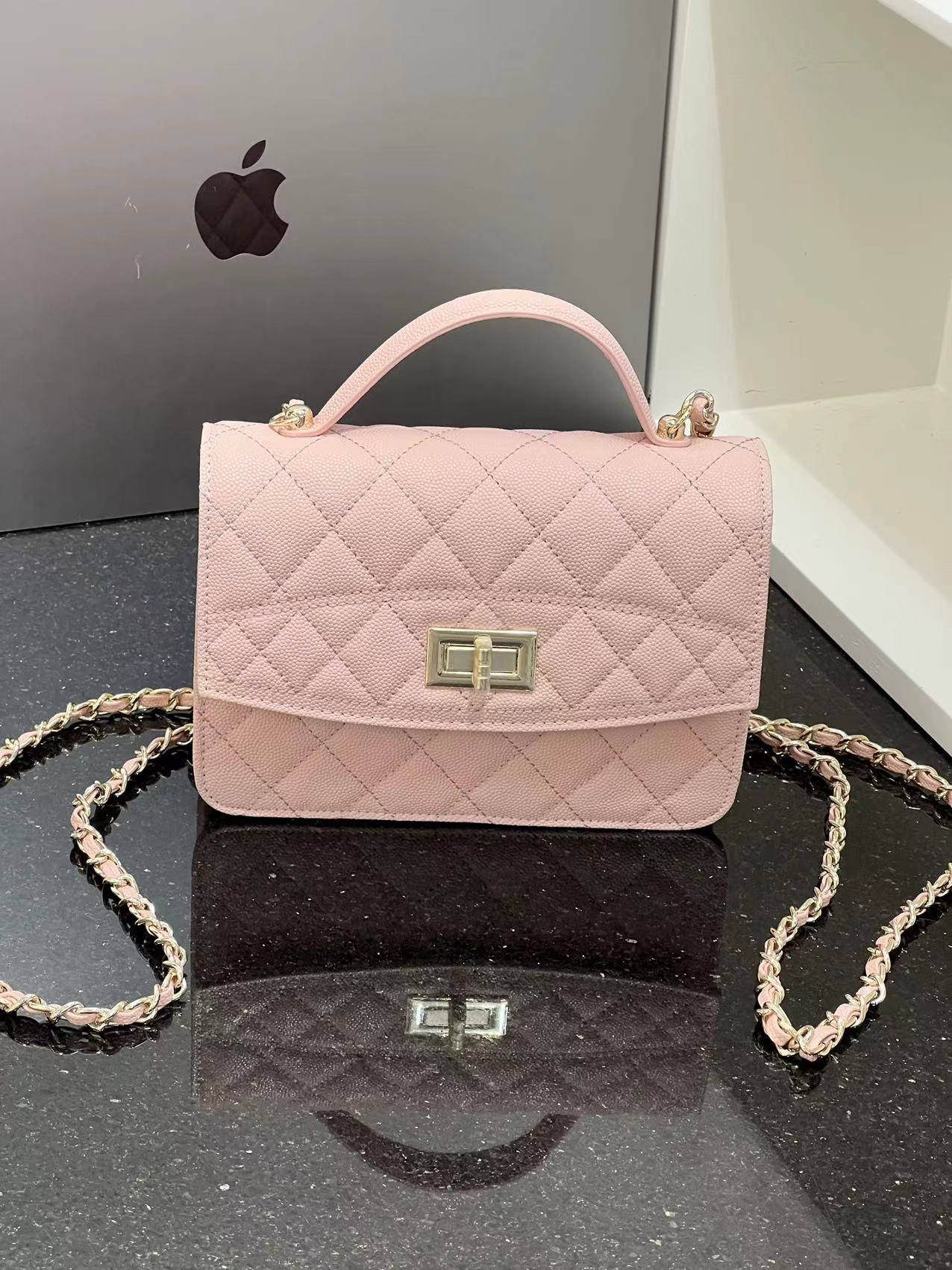 新款小香风鱼子酱牛皮链条包轻奢时尚百搭小众小包包