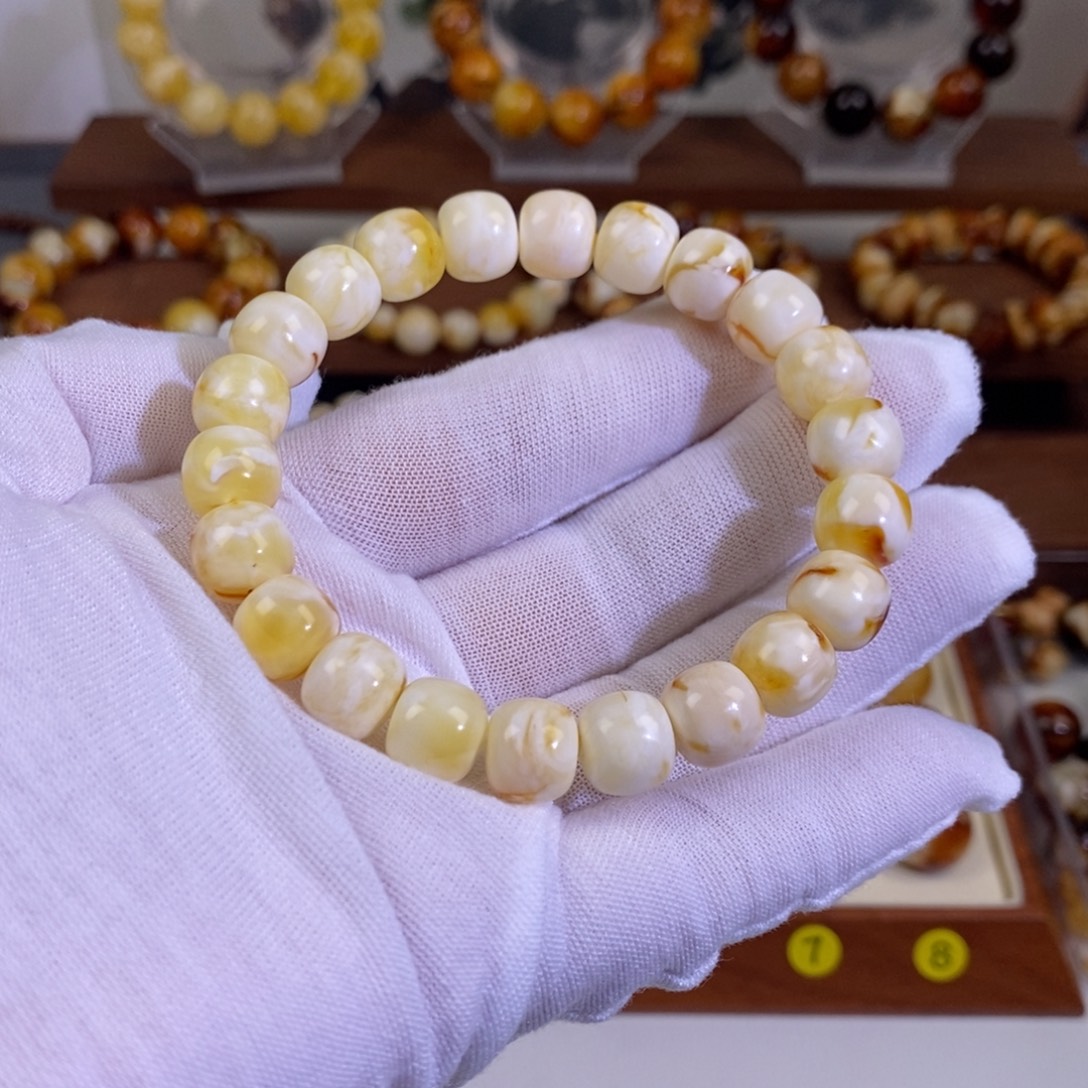 蜜蜡未镶嵌手串天然沁色蜜蜡老型手串10mm➕