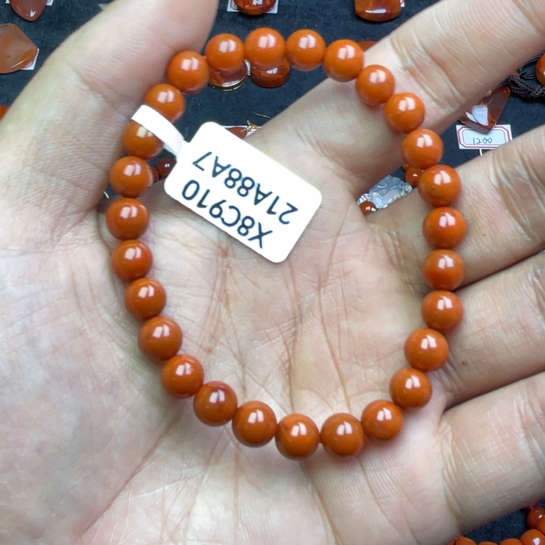 南红玛瑙未镶嵌手串原矿南红手串6mm➕纯色
