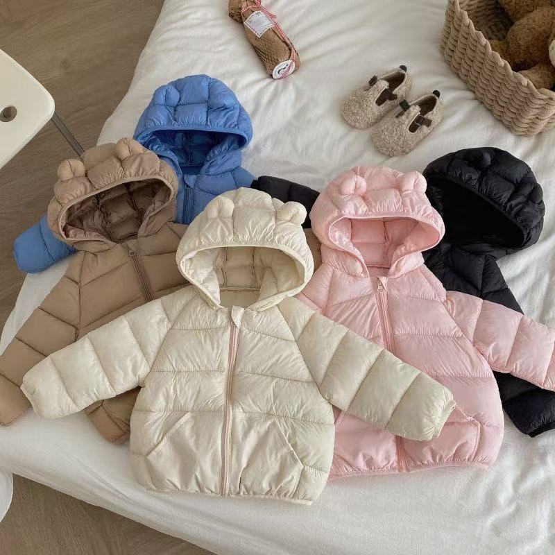 儿童轻薄羽绒棉服秋冬男童保暖棉袄女童连帽宝宝棉衣小童外套