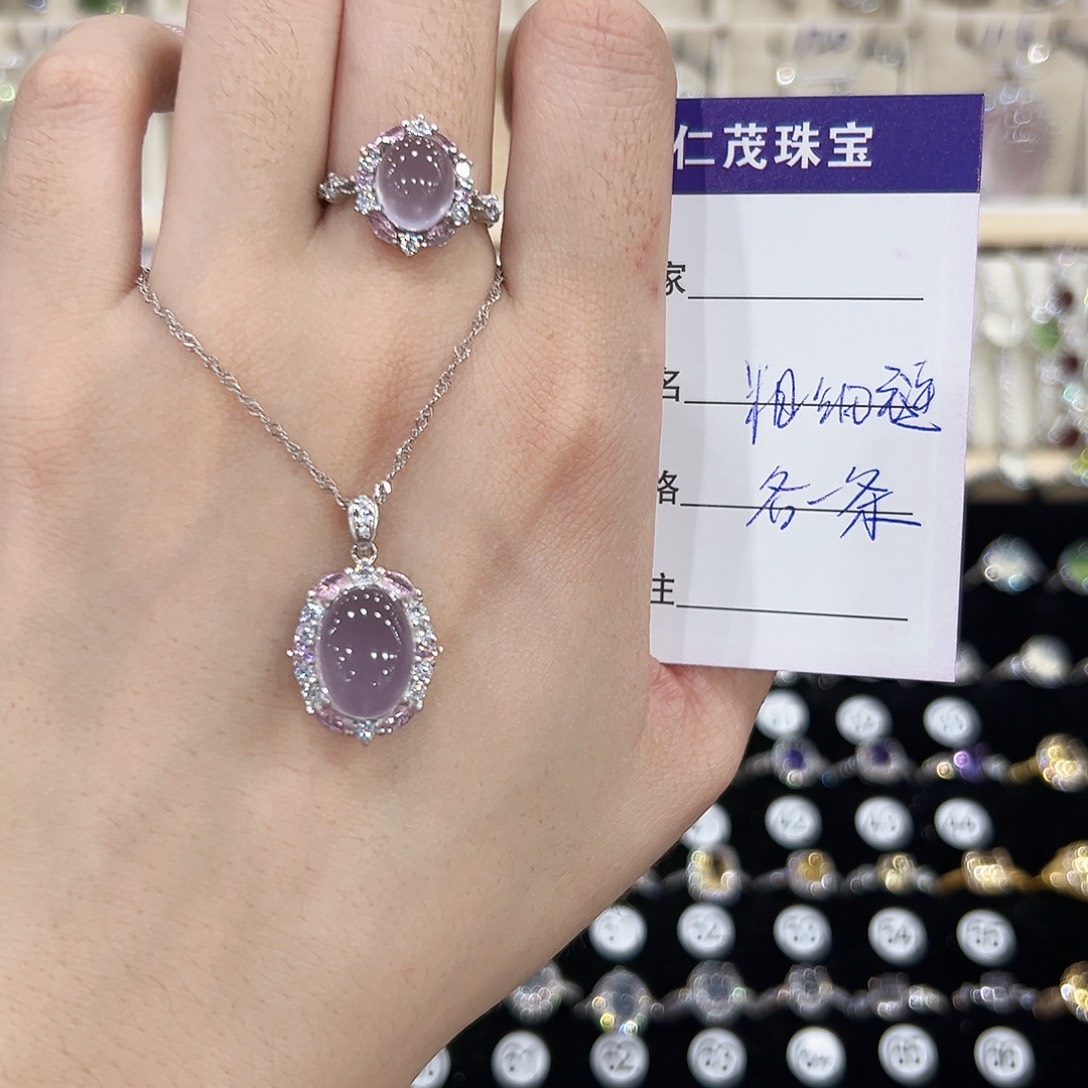 枕****萤石吊坠银S925镶嵌