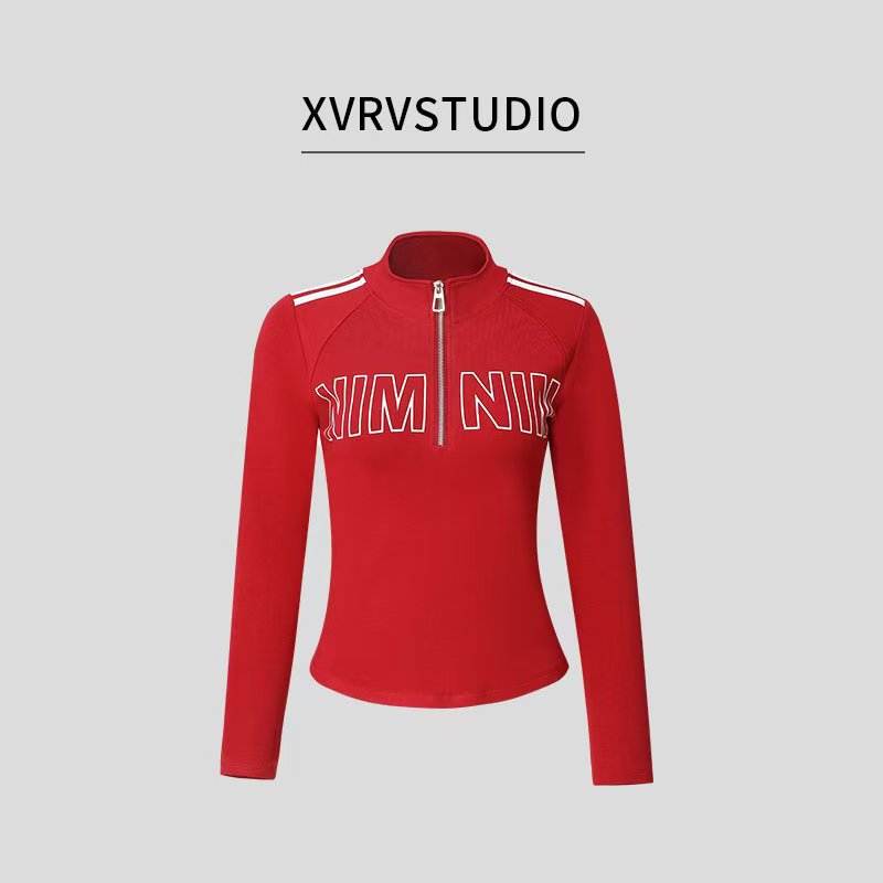 XVRV秋季2025半拉链长袖跑步修身显瘦运动休闲女上衣