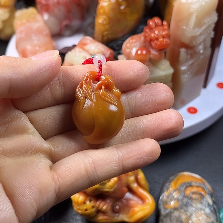 用***9寿山石手把件把玩件