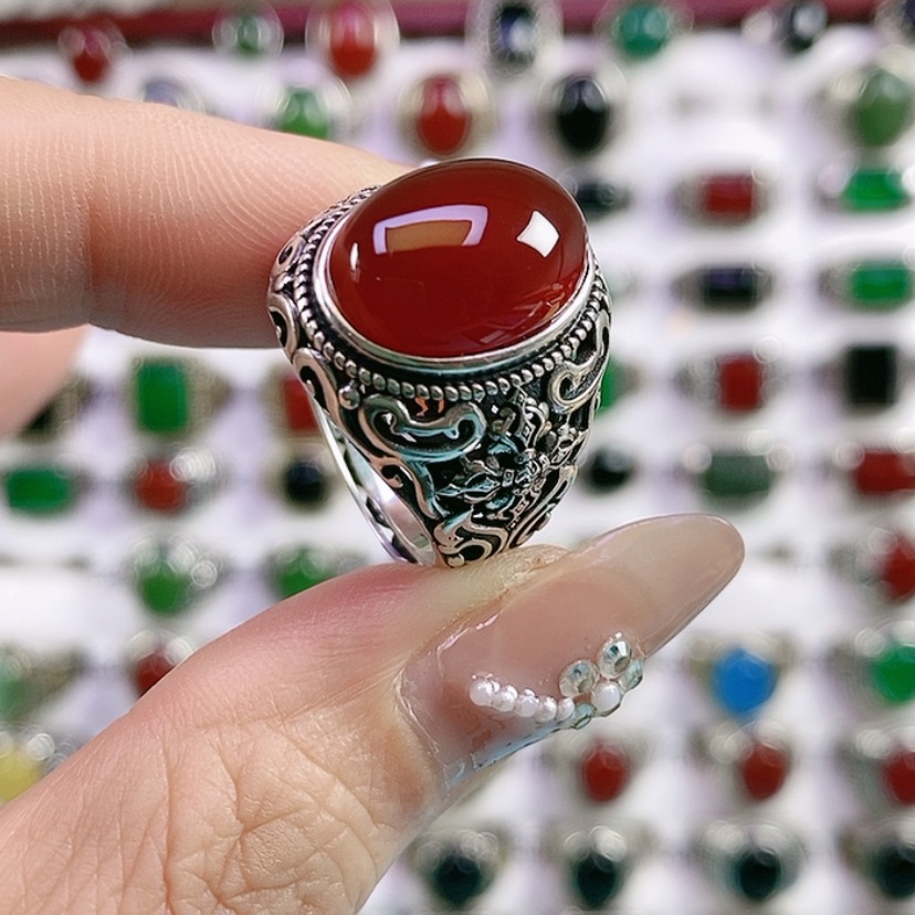 【闪购商品】银S925镶嵌戒指玛瑙/玉髓