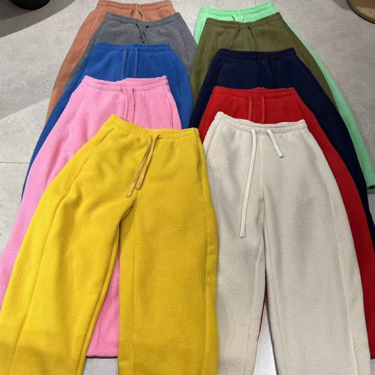 宽松休闲百搭颗粒绒带抽绳卫裤 9599