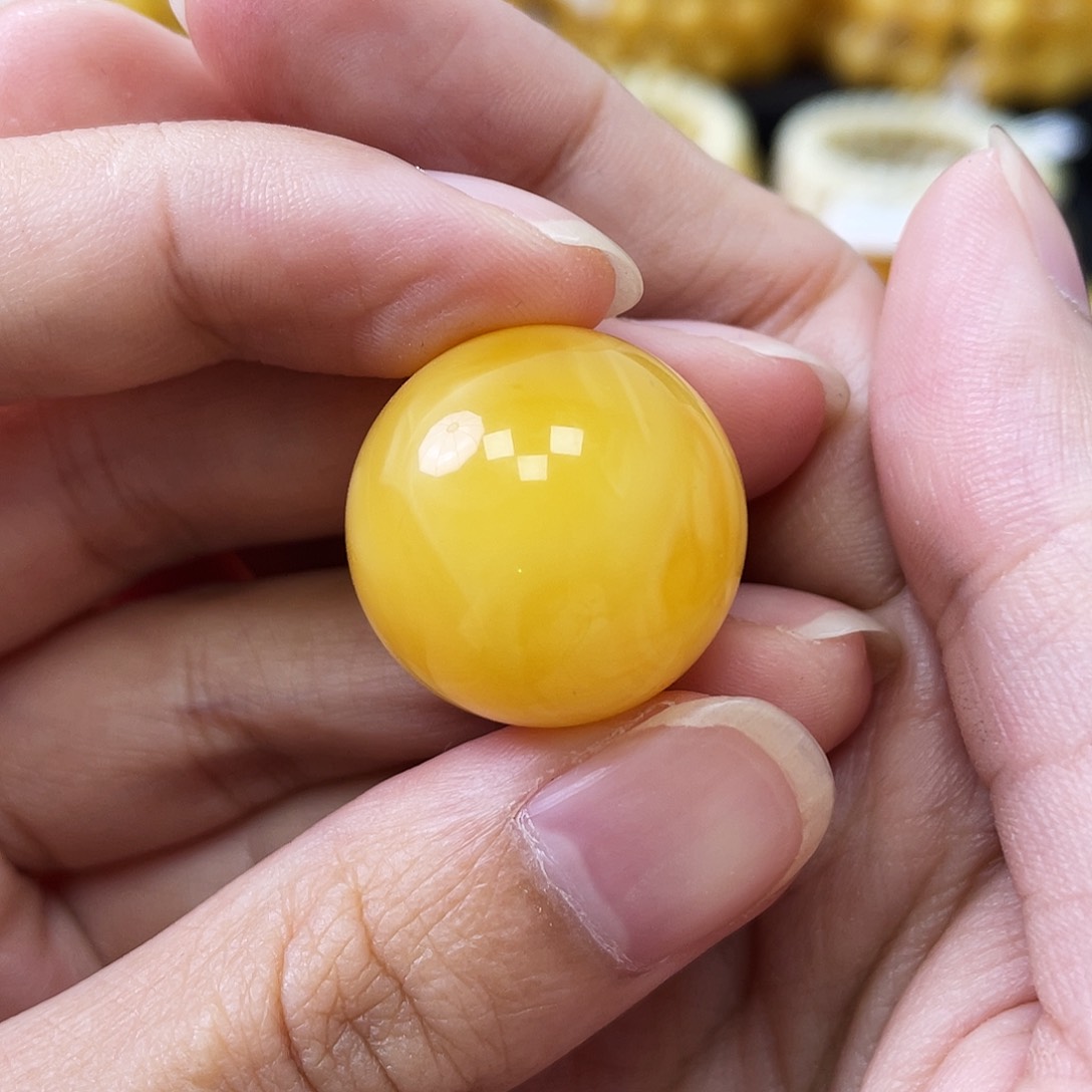 蜜蜡未镶嵌珠宝奇石21.3mm橘粉浓蜡