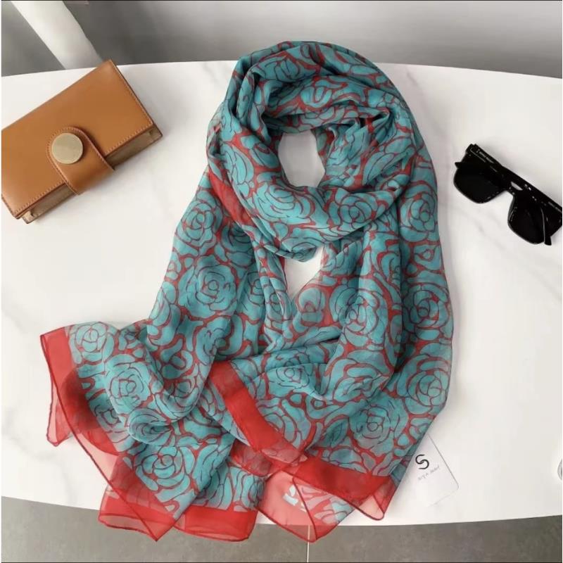  优柔纱130x180左右丝巾 香家 山茶花沙滩巾 1003-2 