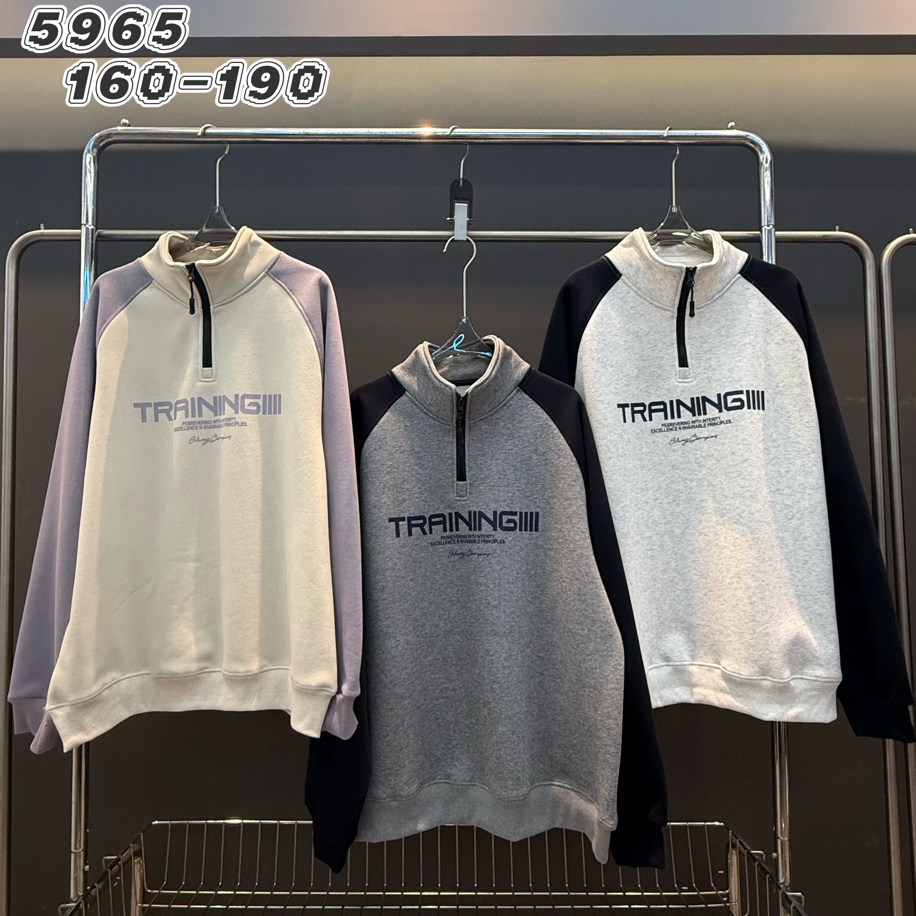 【5965-灰色】青少年秋冬款一体绒立领卫衣