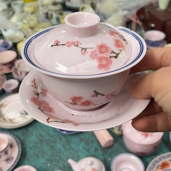 摆件陶红稀土翠竹三才