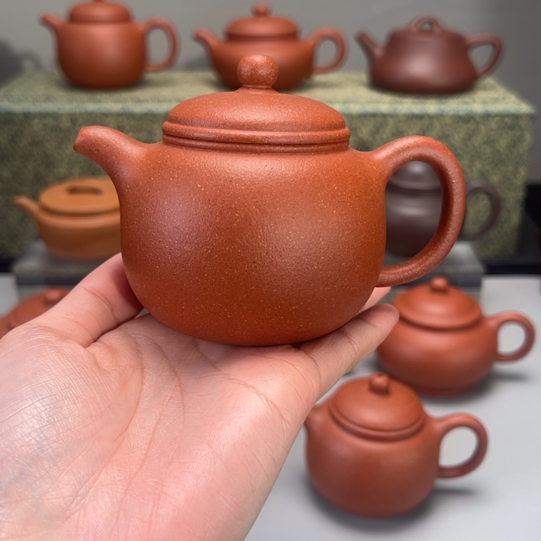 紫砂茶壶宝山红降坡匏尊200c c