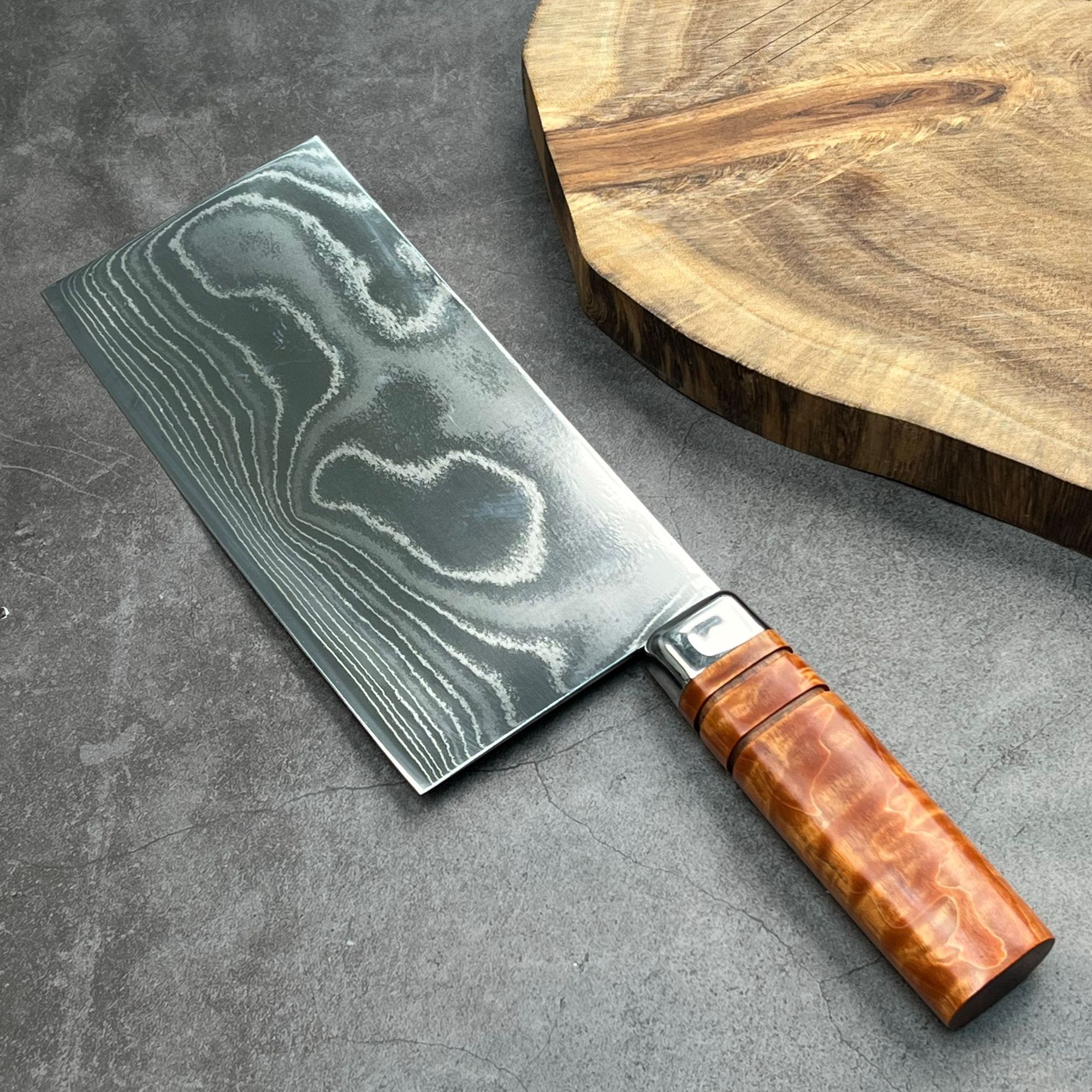 中式菜刀45层大马士革切片刀厨房菜刀中式切片刀中厨刀锋利菜刀