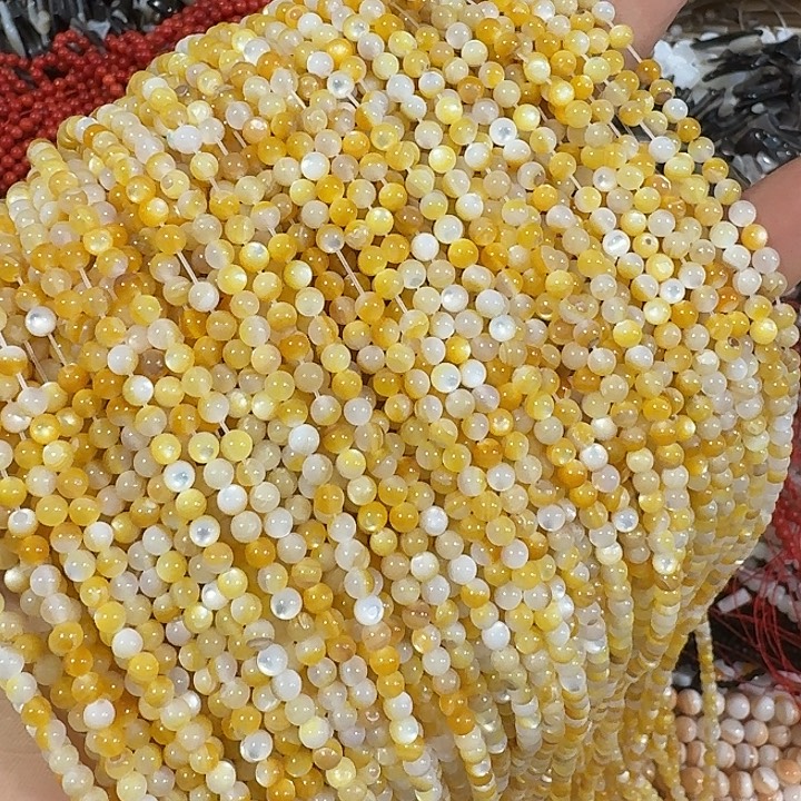 玛瑙/玉髓合金珠宝半成品一条3mm黄金贝圆珠