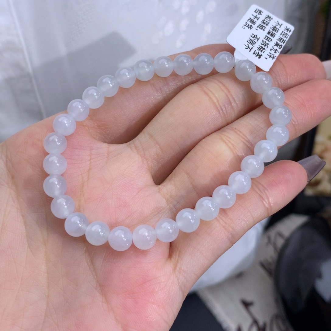 翡翠手链未镶嵌卡5.8冰胶白冰手串