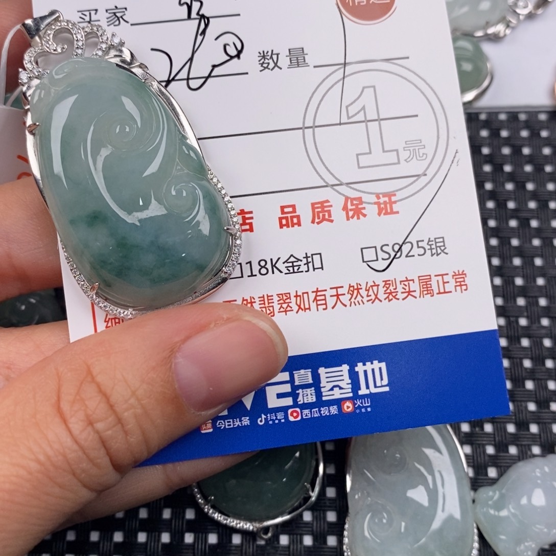 庸***)翡翠银S925镶嵌颈饰