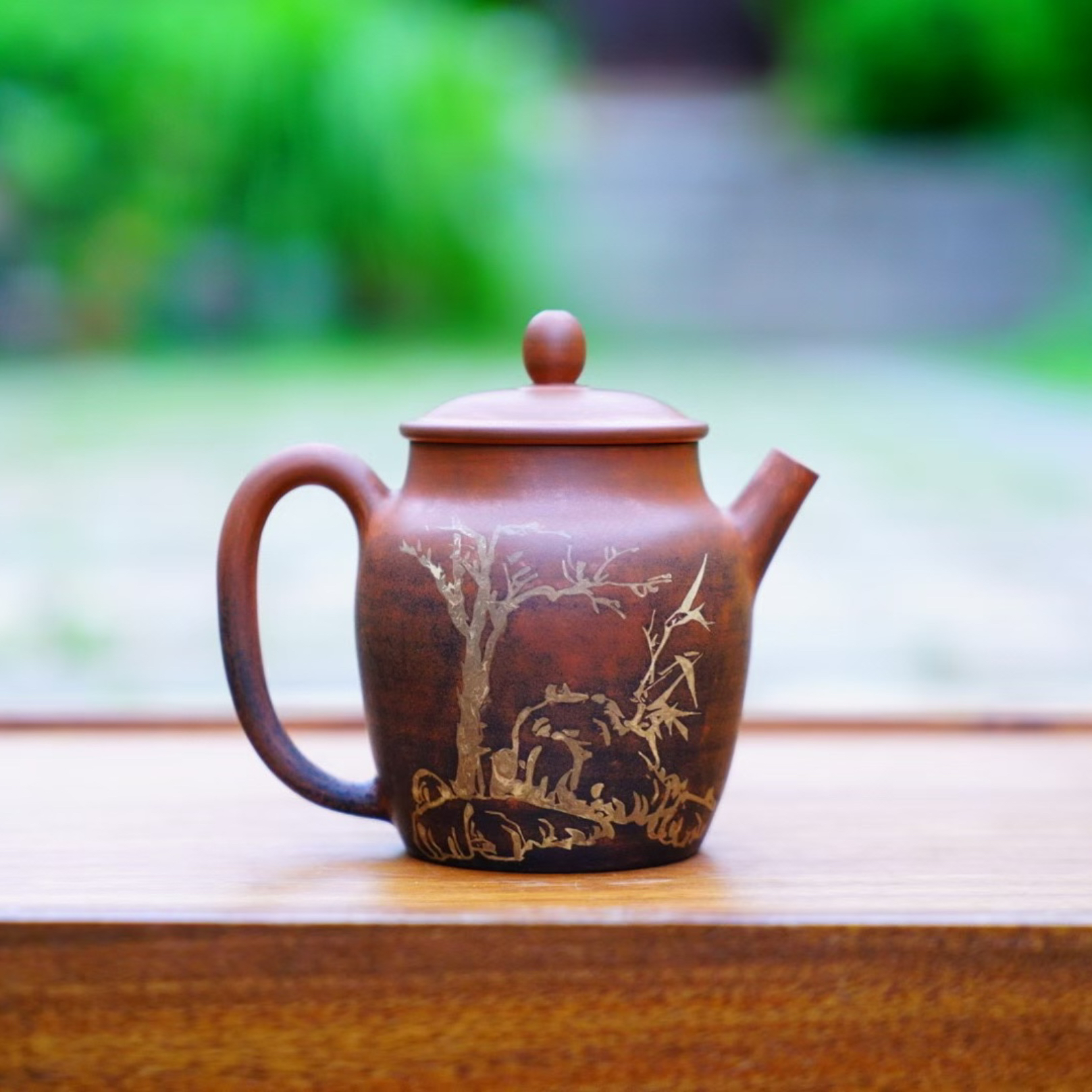 【陶点茶YUN】建水紫陶潘伟臣大师重工人像刻填纯手工精品茶壶