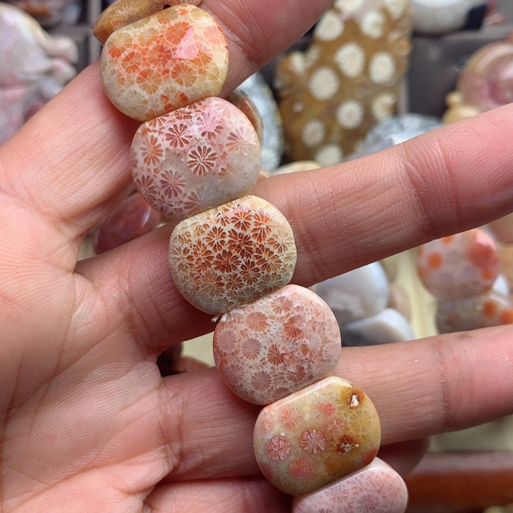 硅化珊瑚（珊瑚玉）颈饰未镶嵌