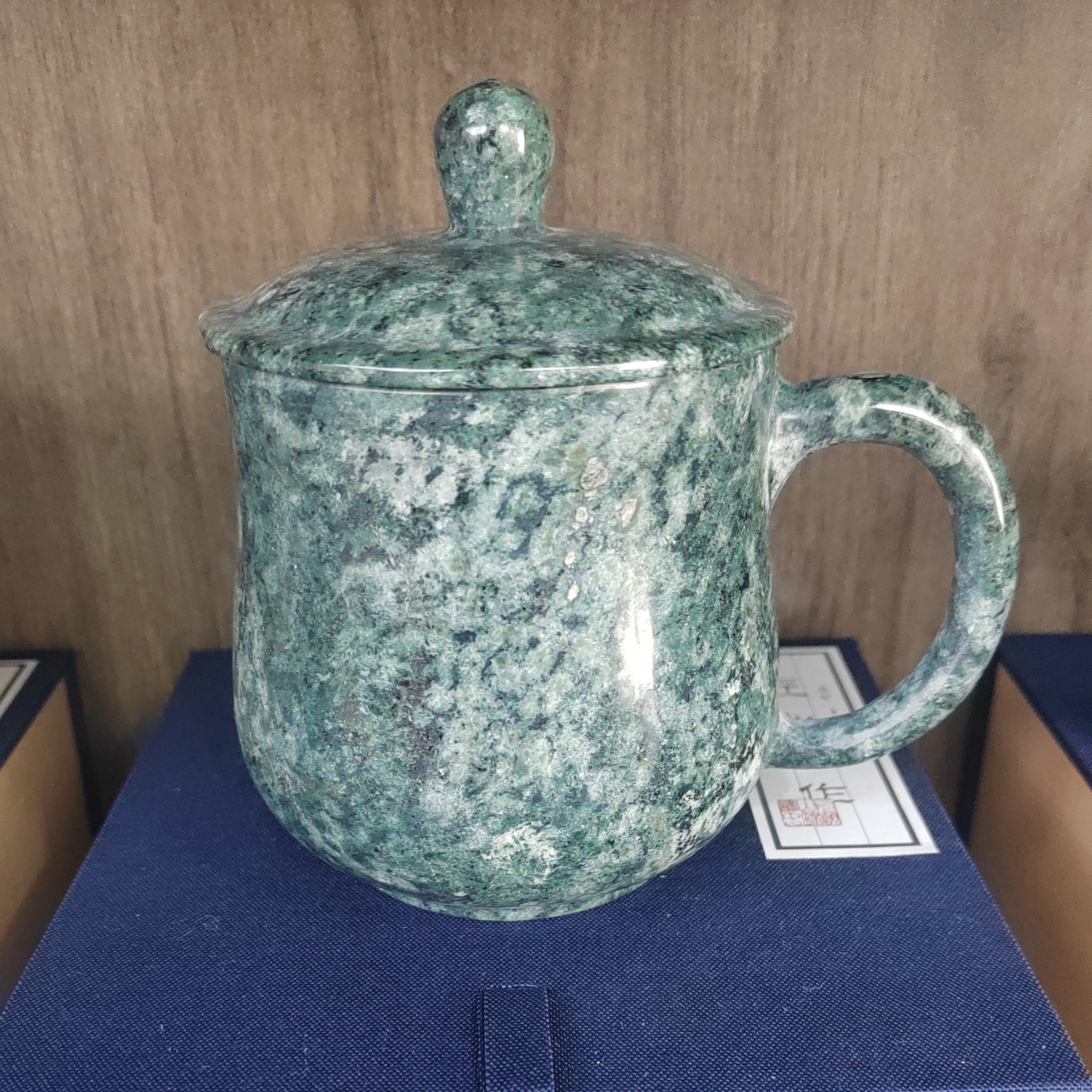 藏宸丨墨脱纯手工茶杯380ml办公杯皂石茶杯带盖功夫茶杯品茗泡茶