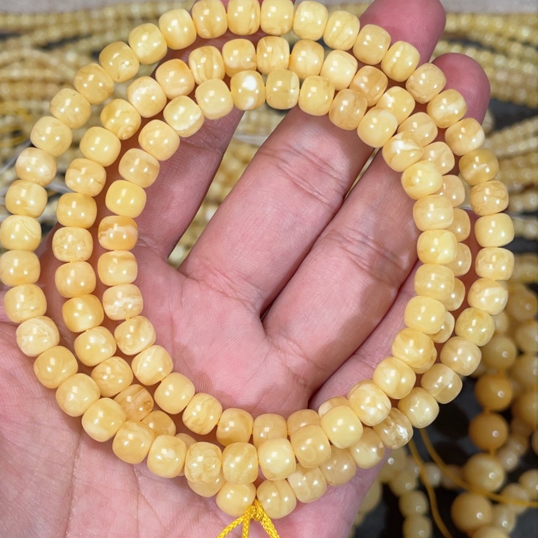 蜜蜡裸石未镶嵌蜜蜡佛珠7.3mm