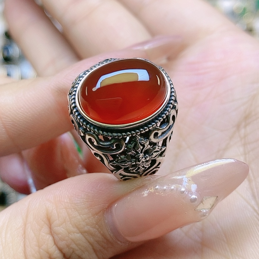 【闪购商品】玛瑙/玉髓戒指银S925镶嵌