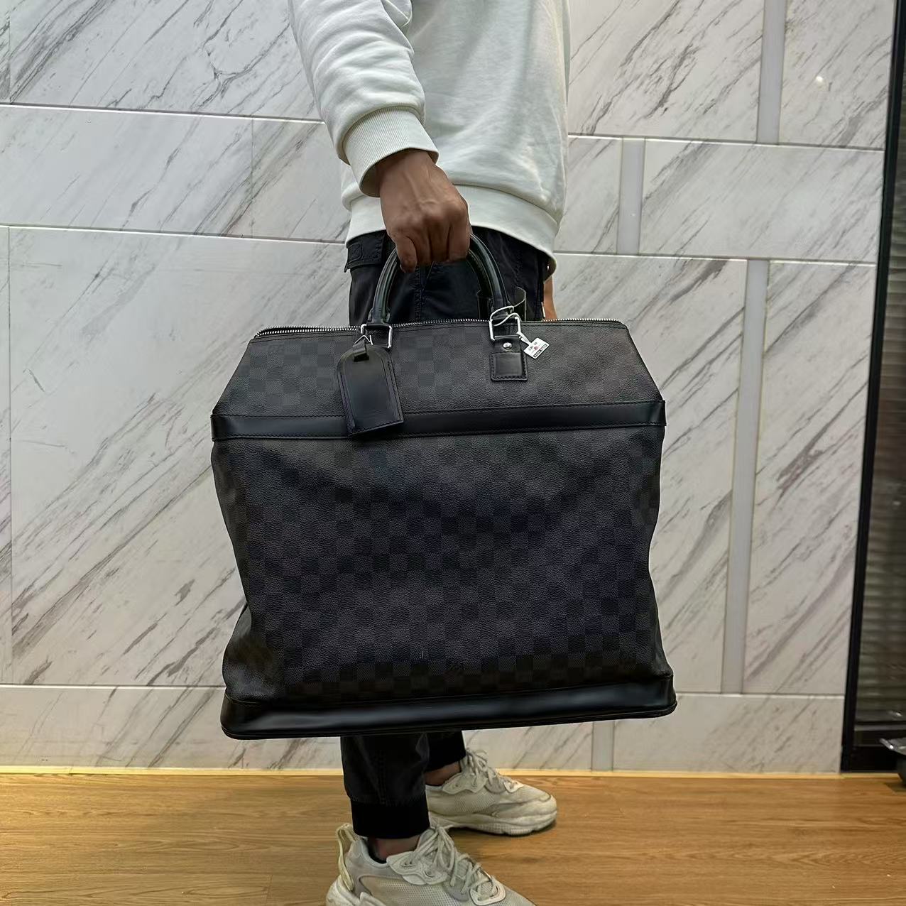 95新 LouisVuitton/路易威登 黑棋盘格游艇旅行包/云海优选/61808