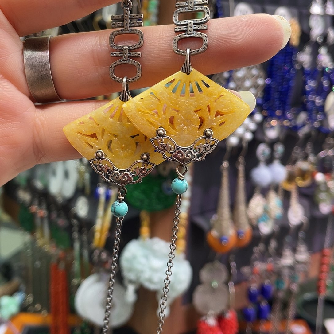 幸***子翡翠银S925镶嵌耳饰609jjhhh