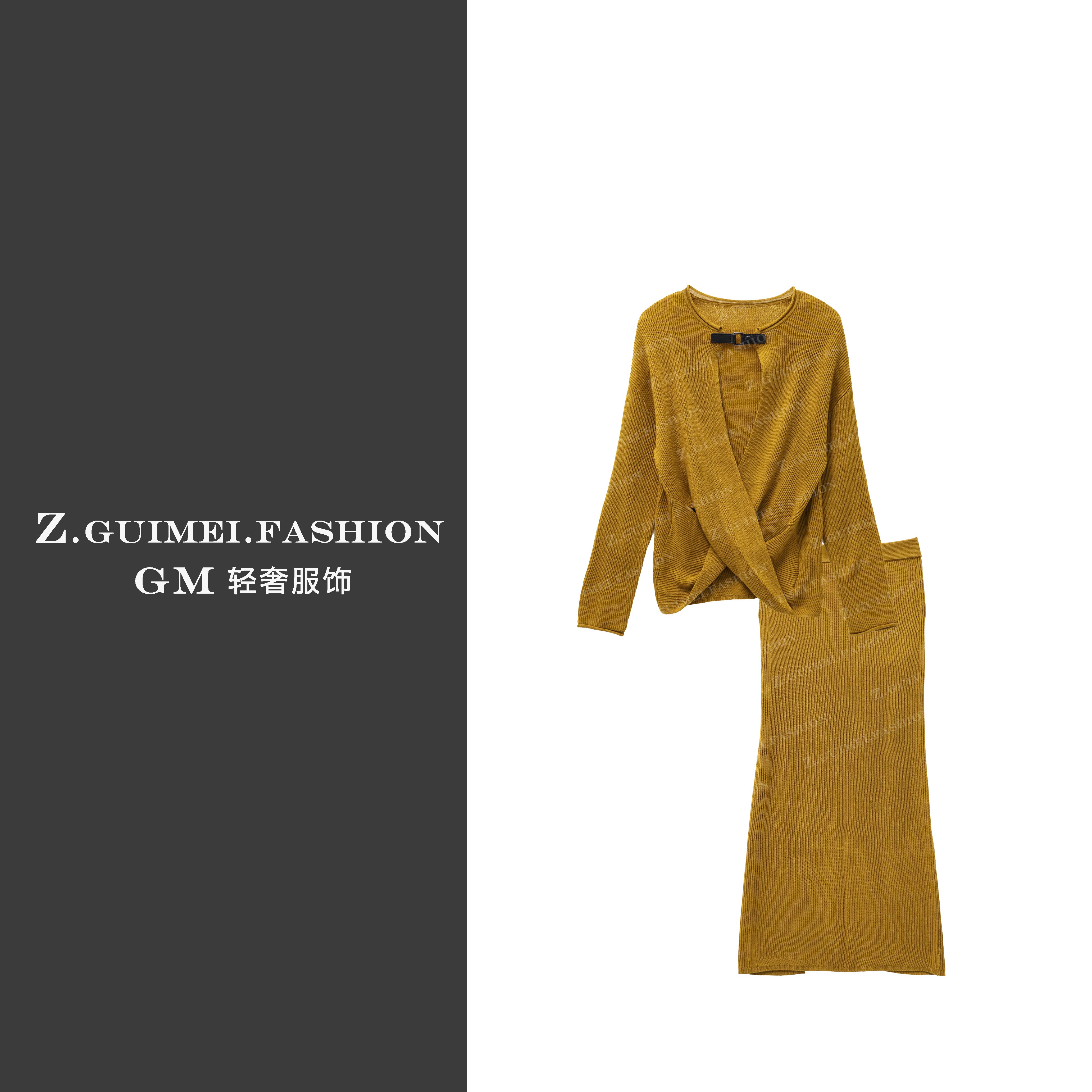 【肆姐高定】设计师款时尚两面穿法羊绒套装XY3350