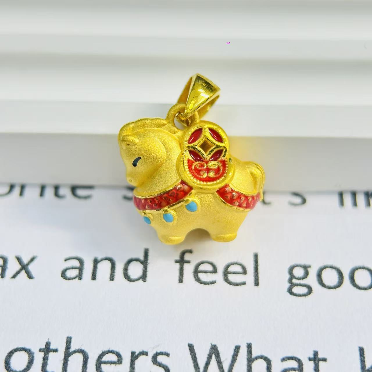 辉通黄金足金999马上有钱金马提溜配件DP3103-01770