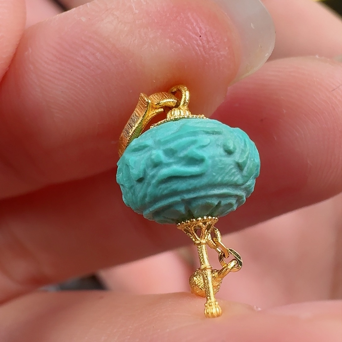 绿松石珠宝奇石18K金镶嵌