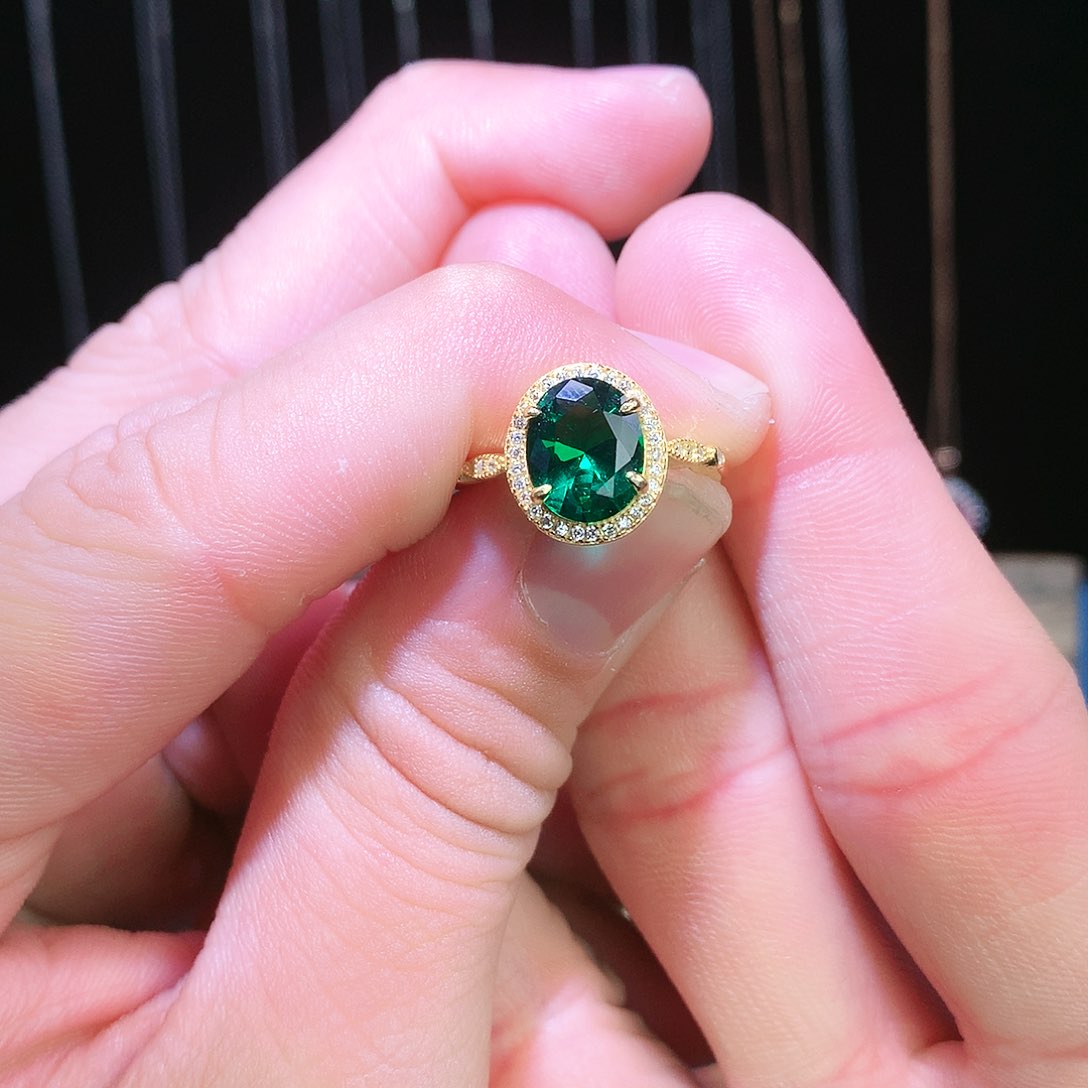 透辉石戒指银S925镶嵌