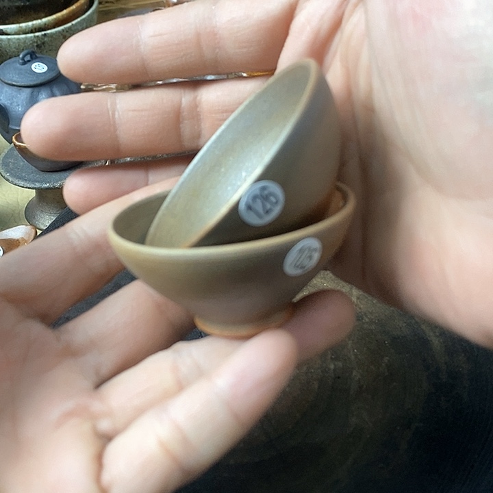 杯手工粗陶、柴烧茶器