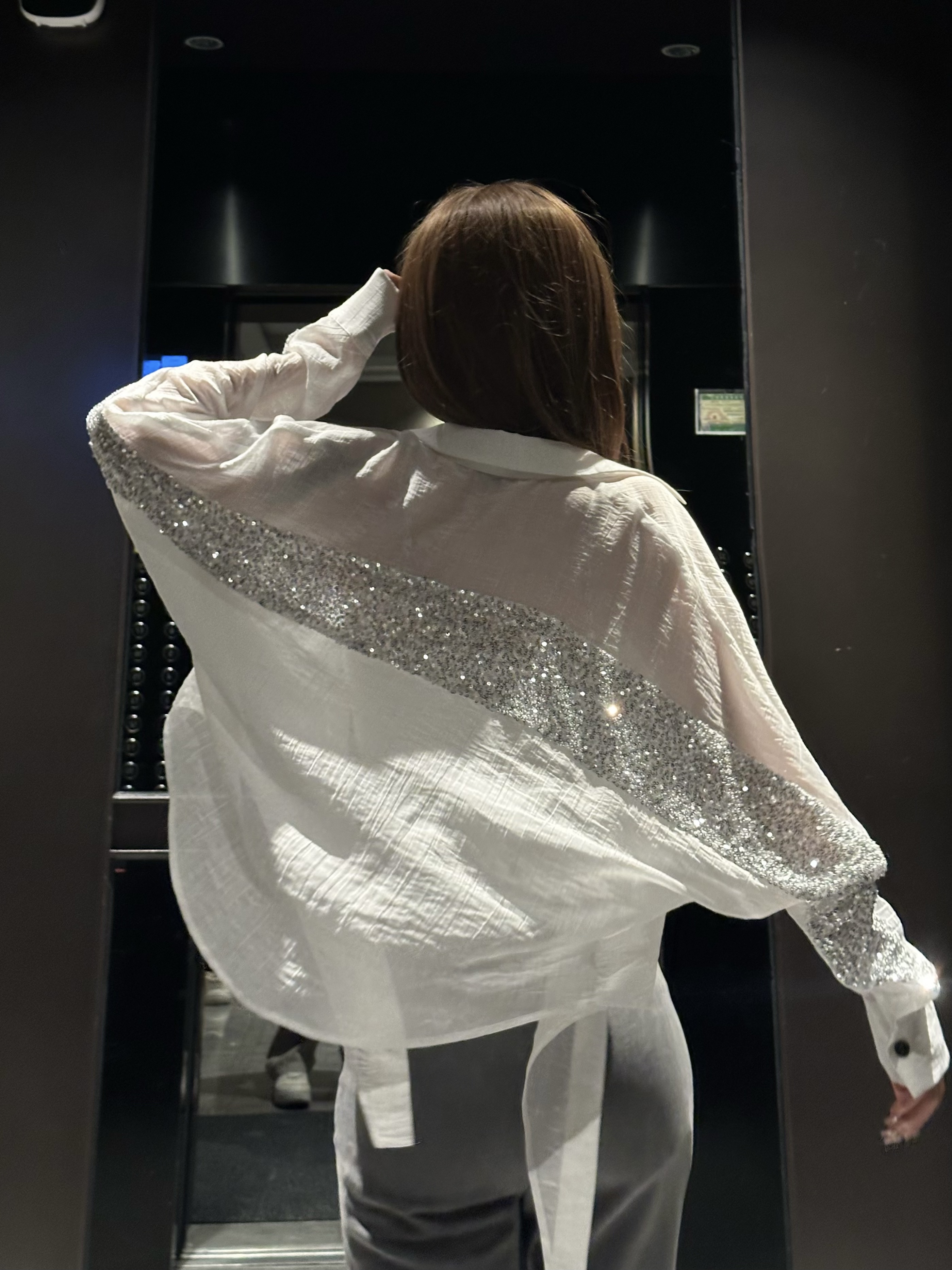 可可不加酱【流动的星芒】夏季亮片显瘦气质长袖小开衫LWJ25C3T2033