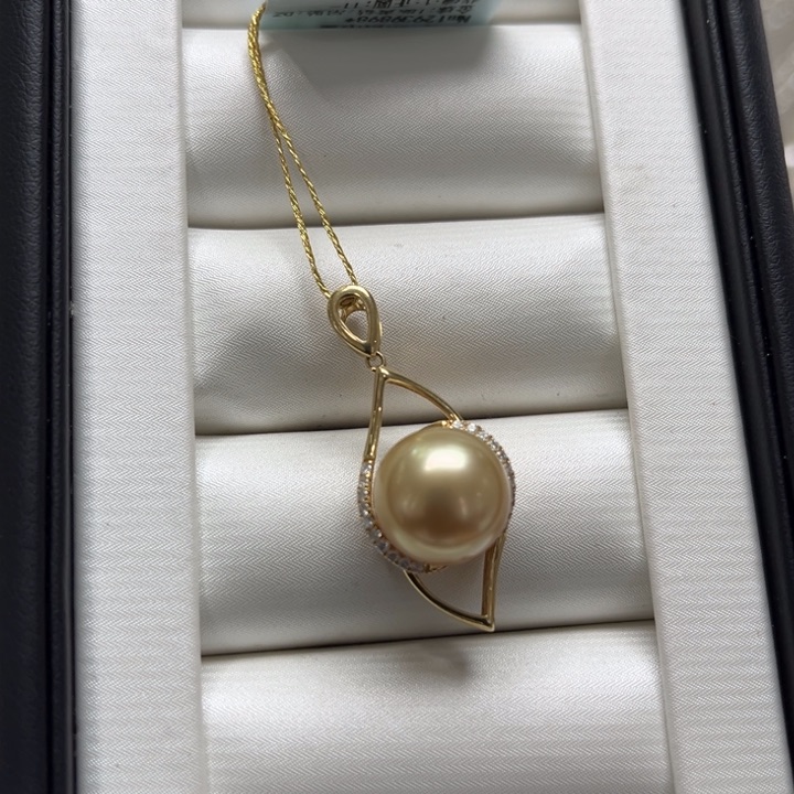海水珍珠吊坠(不含链)18K金镶嵌11-12mm